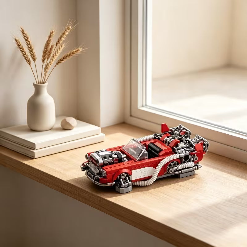 1010PCS Retro Mechanical Convertible Car Blocks Halloween Holiday Gift Steampunk Vehicle Brick Sculpture, Birthday Souvenir for Collection