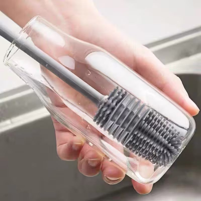 1pc FlexiClean Long Handle Bottle Brush, Deep Cleaning Scrubber for Cups & Containers, Flexible Bristles, Multipurpose Kitchen Tool