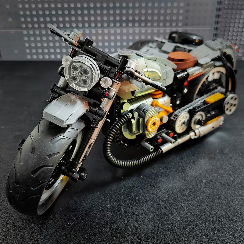Retro Three-Wheel Motorcycle Building Blocks