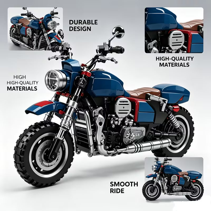 DIY Motorcycle Building Blocks Kit ABS Challenge Collection Gift