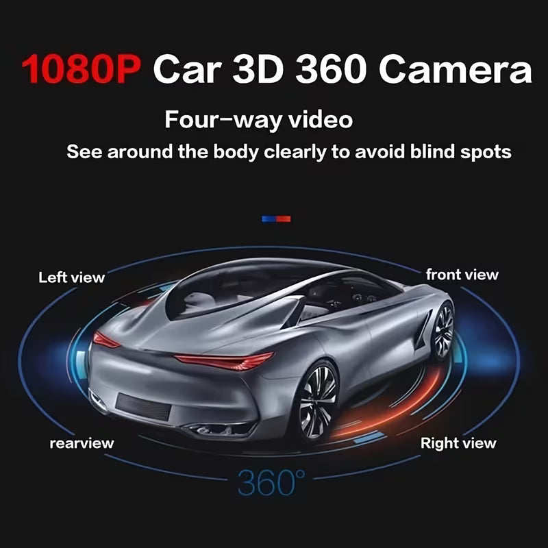 1 Set [Panoramic View] Car Camera 360°Surround Bird View Car Camera Panoramic Left Right Front Rear 4-way Camera for Car Android Player AHD1080P HD Night Vision Camera