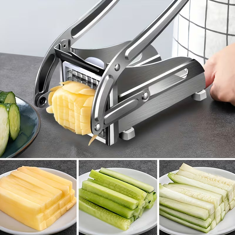 7pcs Stainless Steel Vegetable French Fry Cutter Set with Peeler and Cleaning Accessories, Multi-Functional Kitchen Gadget for Potatoes & Carrots