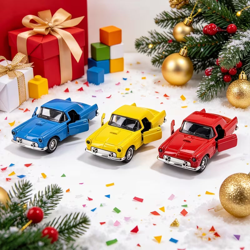 1:38 Scale Zinc Alloy Diecast Vintage Toy Car Model, Opening Doors, Pull-Back Action