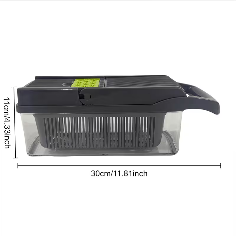 14-in-1 Multifunctional Vegetable Chopper with Colander, Manual Veggie Dicer Slicer Shredder with Hand Protector & Egg Separator
