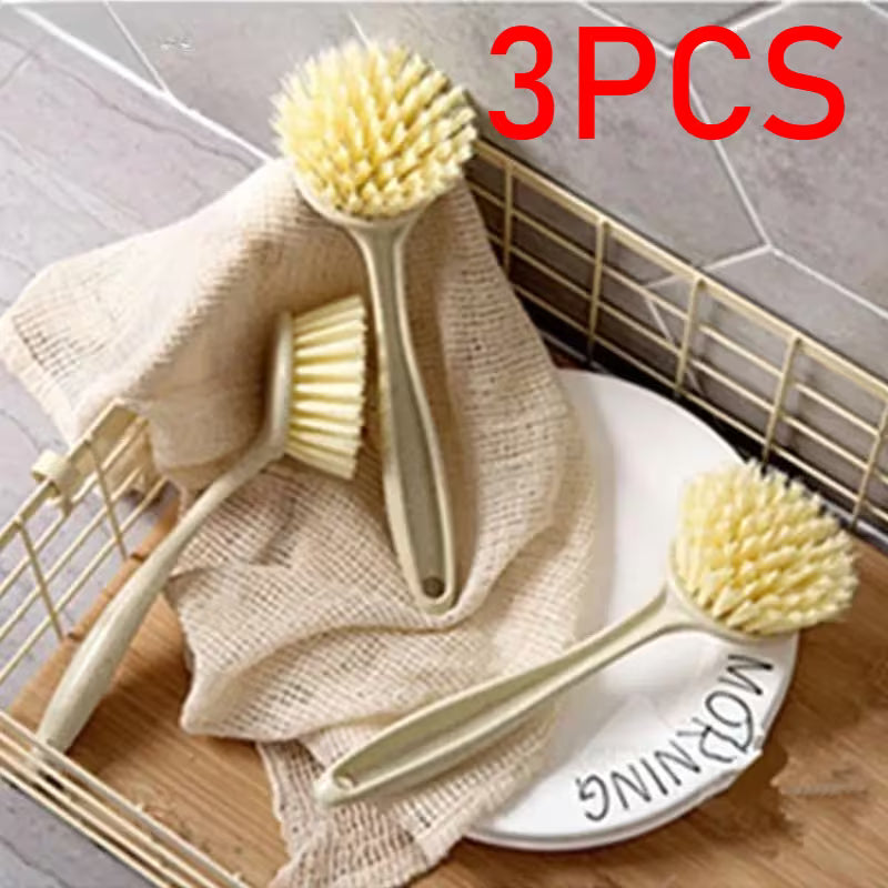 3pcs Kitchen Cleaning Brush, Long Handle Pan Pot Brush, Multifunctional Dish Washing Brush, Stain Removal