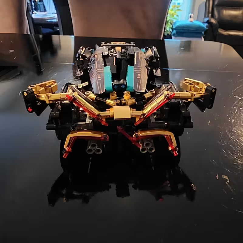 1280+pcs Black Super Sports Car Building Block Model Cool Desktop Ornament Decoration Display Exquisite Halloween/Christmas/Birthday Gift