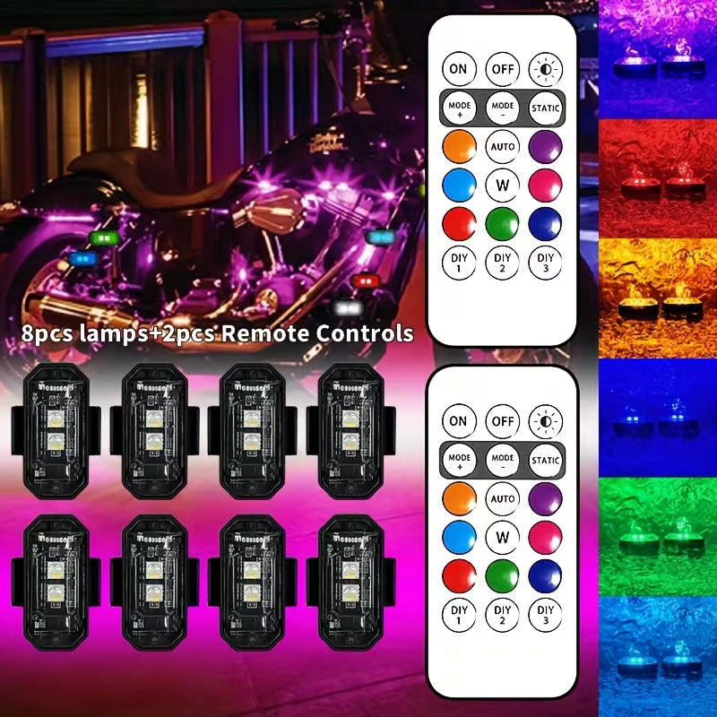 8pcs Light Up the Night: RGB LED Aircraft Lights for Car Motorcycles Truck Airplanes Helicopters LED light ambiance light