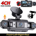 ZKCAMSPY 4-Channel Car Dash Cam, 1080P Front, 720P Left/480P Right/720P Rear, LED Display, 24/7 Parking Monitor