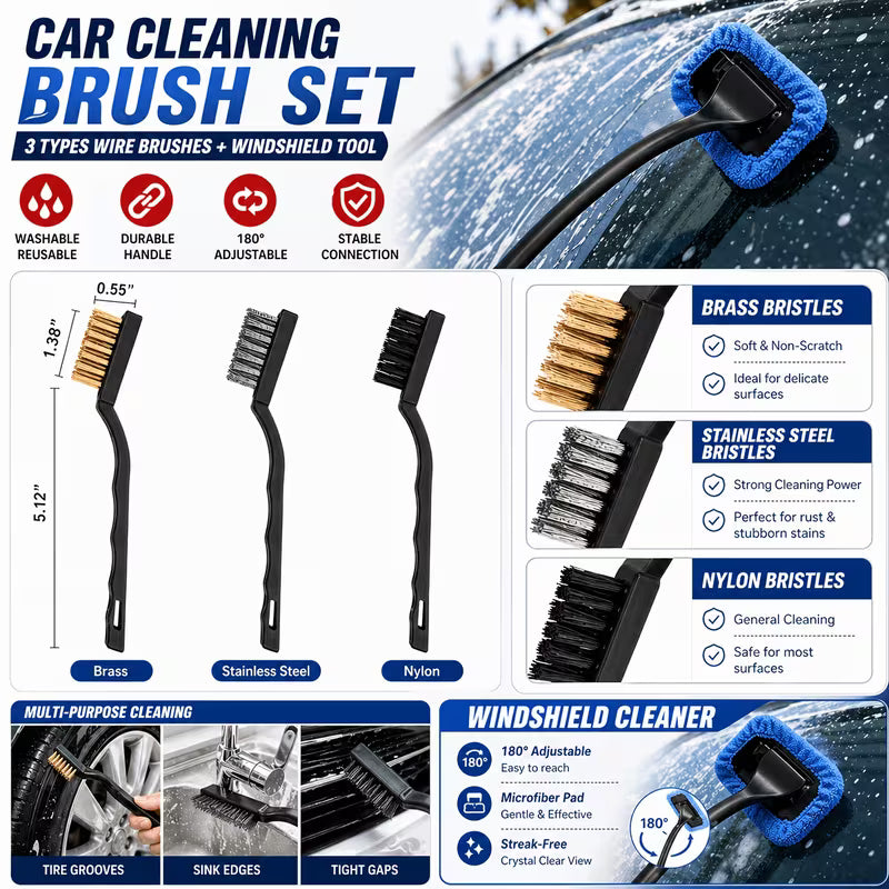 46pcs Car Cleaning & Washing Kit, Internal Detail Cleaning Kit with Handheld Vacuum, Foldable Bucket & Windshield Tool