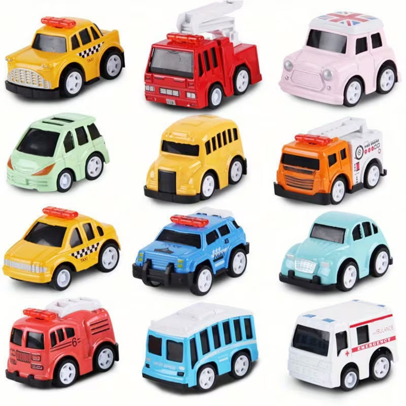 12pcs/Set Classic Car Toy Simulation Alloy Cartoon Car Toy Model Educational Toy for Kids Boys