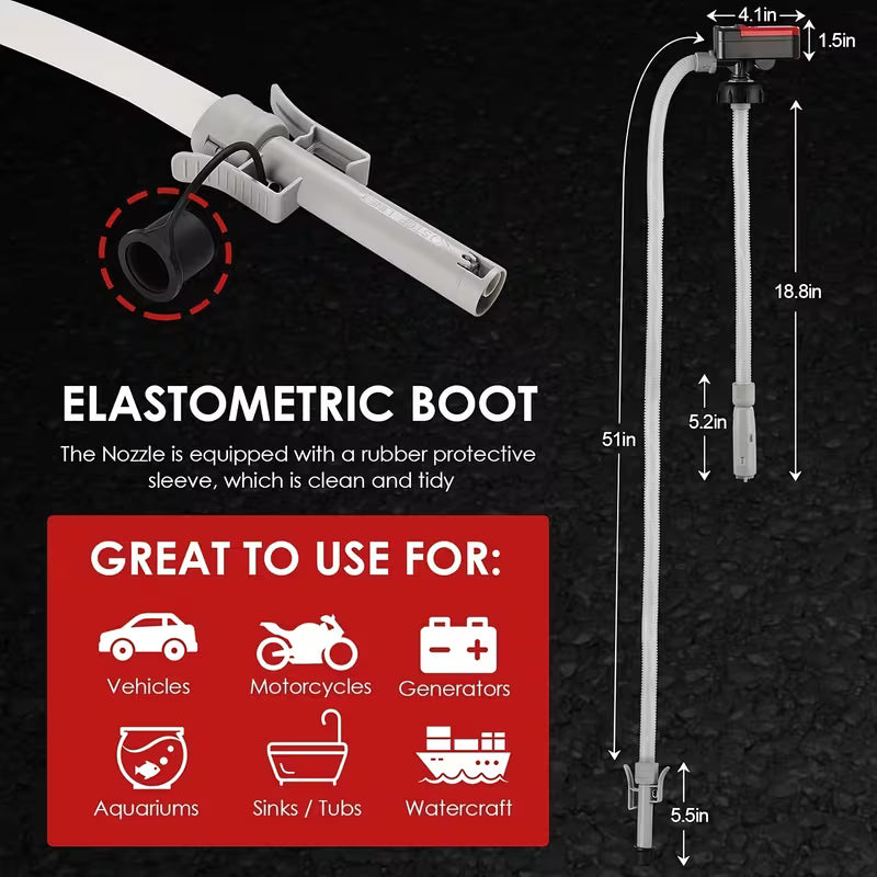 Automatic Fuel Transfer Pump, Battery PoweredAutomatic for gas Can Pump, 3.2 GPM 51In Hose & Tank Adapters With Auto Stop And Overfill Protection