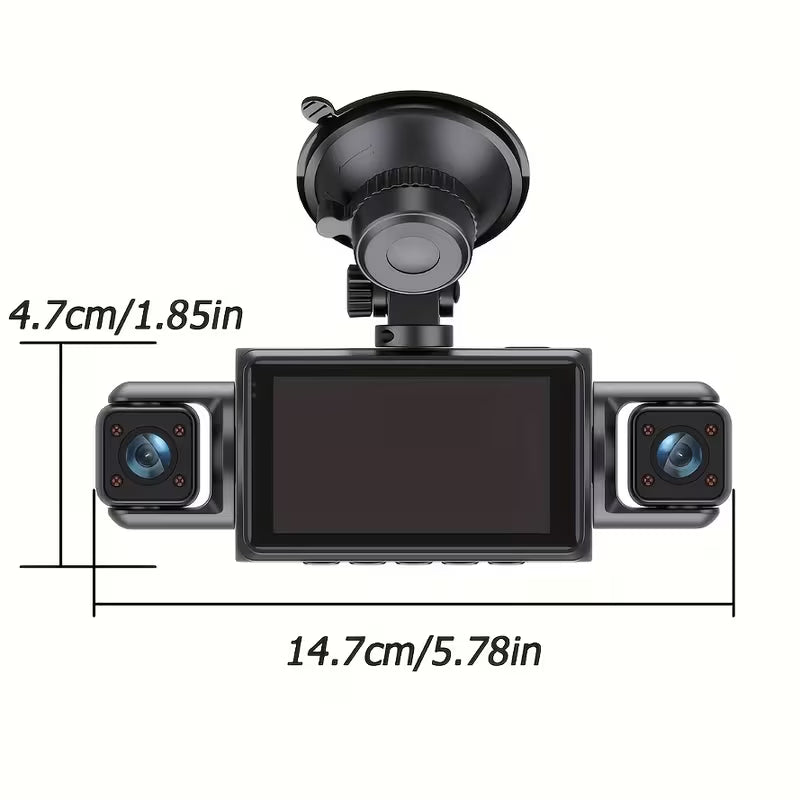 Car Dash Cam, Genuine 4-Channel, 1080P Full HD Front & 720P Rear & Sides, 4-Inch IPS Display, Rotating Lens