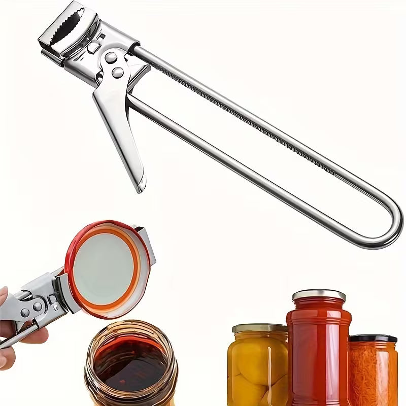 1pc Stainless Steel Labor-Saving Bottle Opener, Anti-Slip Adjustable Can Opener, Twist Cap Opener Kitchen Tool