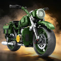 Retro Green Motorcycle Building Blocks