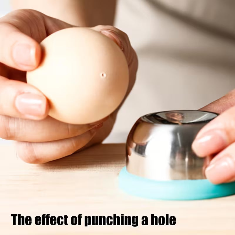 Stainless Steel Heavy-Duty Egg Piercer with Stable Base, Quick & Easy Boiled Egg Peeling, Prevents Cracking
