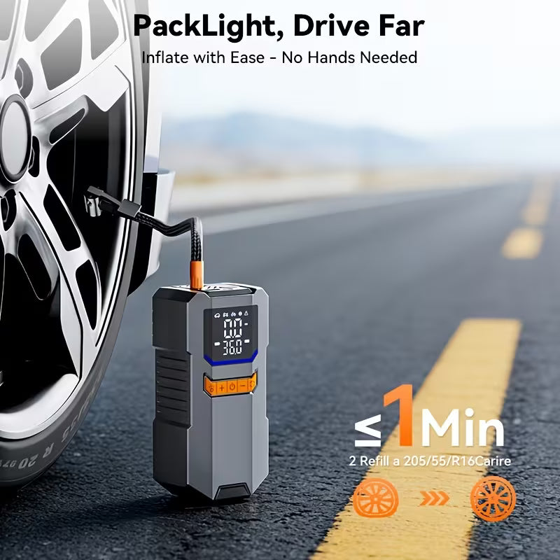 Wireless Mini Tire Pump, 150PSI Large Displacement Tire Inflator, Portable Electric Air Compressor, High-Efficiency Motor, Effectively And Quickly Inflates