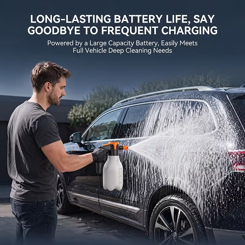2-in-1 Car and Home Electric Sprayer, Smart Electric Foam Sprayer: One-button Auto Spray, Visible Scale Line, Powerful Motor