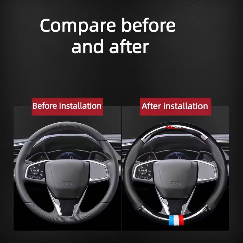 1pc Car Fiber Leather Grain Steering Wheel Cover, Sports Style Car Steering Wheel Cover Fiber Leather Grain, Non-Slip Sweat-Absorbing,