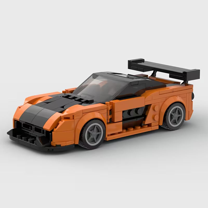 276pcs Orange Assemble Classic Car Model Building Blocks, Speed Super Vehicle Racer Bricks, Christmas Thanksgiving Day Gift Toy