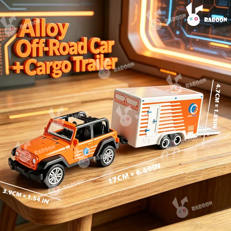 Diecast Alloy Off-Road Toy Car with Detachable Trailer