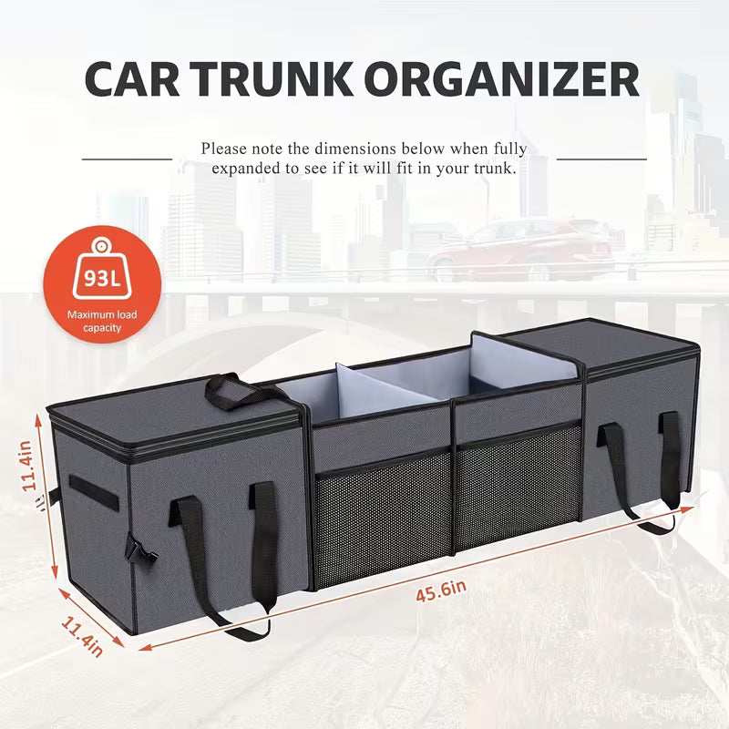 [Collapsible Car Organizer] Nsulated Car Trunk Organizer, Collapsible Car Storage Organizer With 2 Cooler Bag And Lid For SUV, Jeep