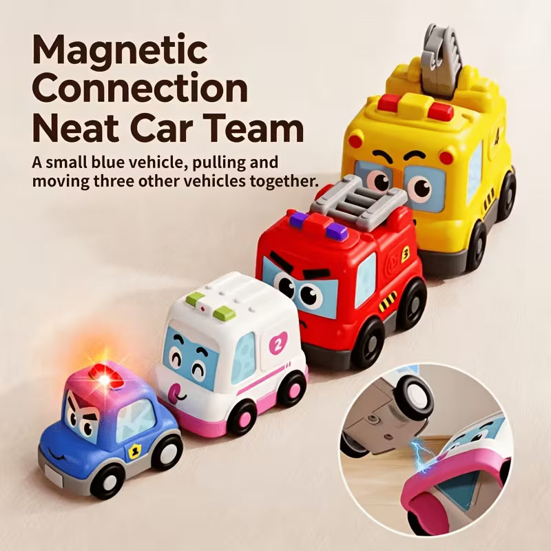 4pcs Magnetic Stacking Toy Car Set
