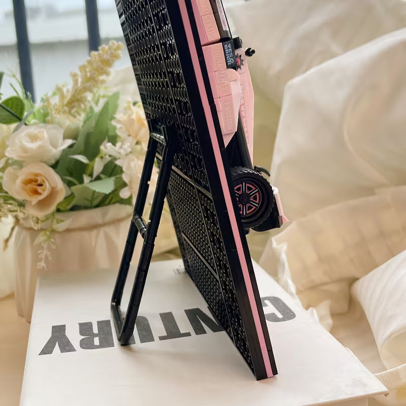 Small-particle Building Blocks, Pink Race Car Building Blocks, Dual-purpose for Display and Hanging, Highly Practical, Birthday and Christmas Gift