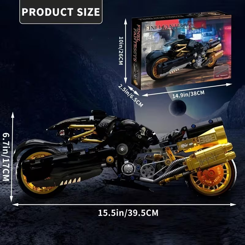 1388PCS Black & Gold Technical Motorcycle Building Blocks