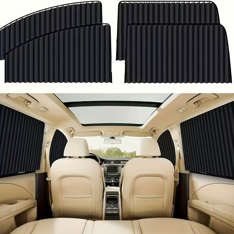 4pcs Universal Fit Adjustable Track Car Window Shades - Quick Install UV Blocking Privacy Protection for Camping & Daily Use