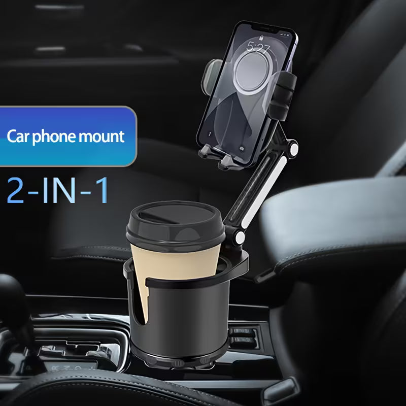 2-in-1 Phone Holder & Cup Holder, Multifunctional Car Phone Stand