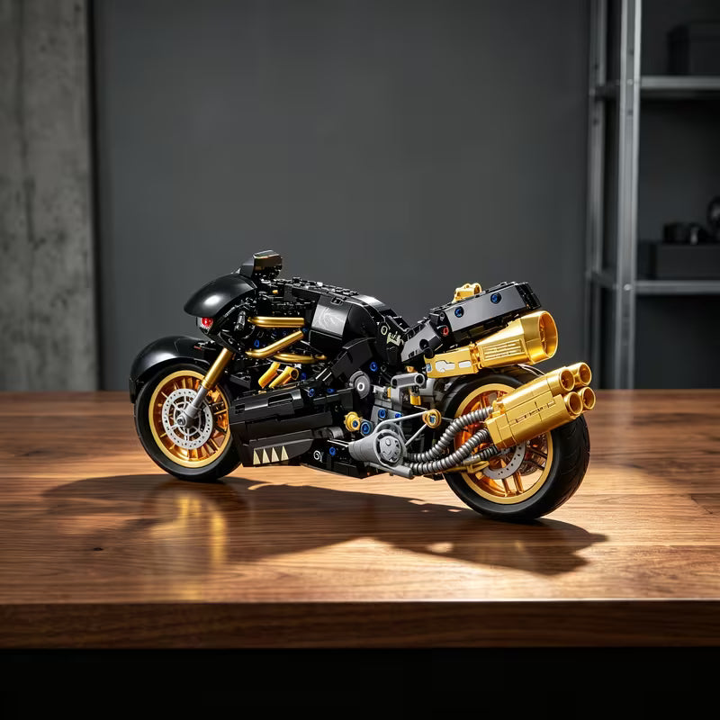 1388PCS Black & Gold Technical Motorcycle Building Blocks