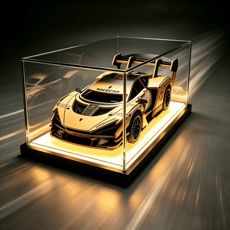 3D Wooden Racing Car Puzzle Kit, DIY Assembly Sports Car Vehicle Model, Hand Craft Wood Building Set, Desktop Display Decor for Hobby Collectors