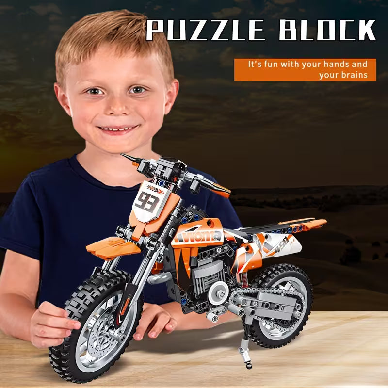 WOMA Building Blocks Off-Road Motorcycle Model Boys' Puzzle Assembly Toy Desktop Decoration Ornament Birthday Holiday Gift