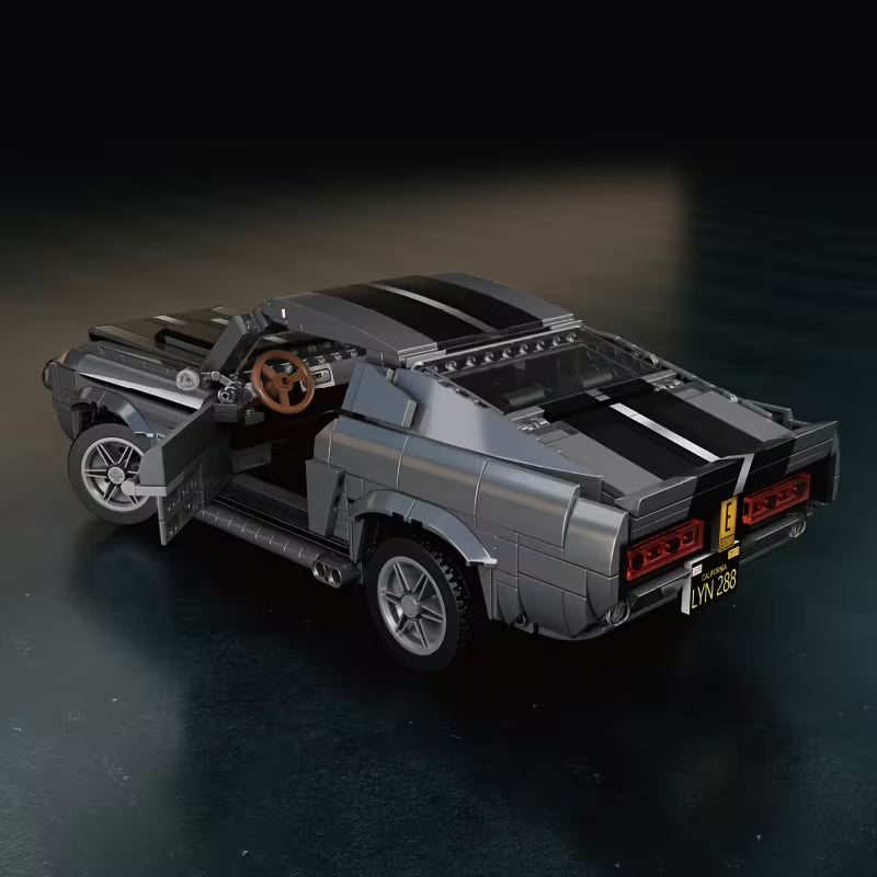 925psc classic retro sports car building blocks, simulated cool Silvery-gray car model, DIY assembly technology bricks