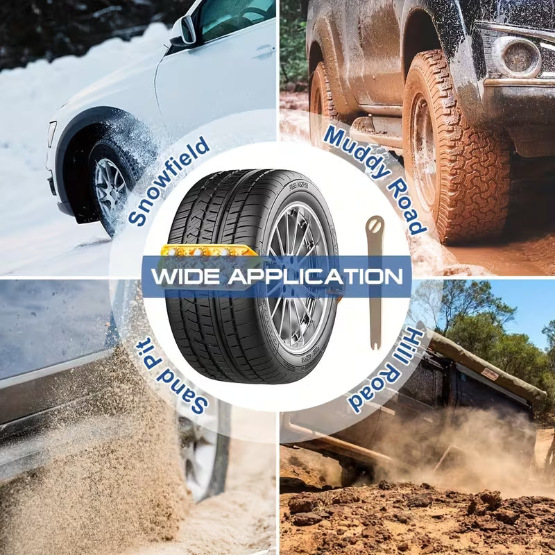 4pcs New Universal Anti-Slip Car Chains, All-Season Snow Chains, Suitable for Snow, Ice & Mud, Fits SUV & Off-Road Truck Tires