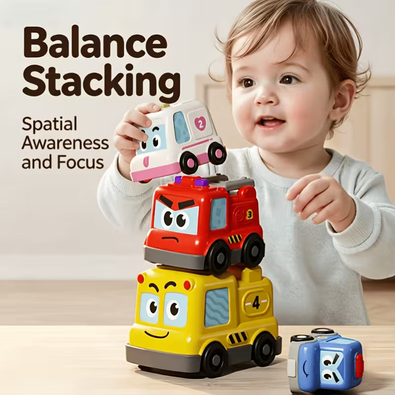 4pcs Magnetic Stacking Toy Car Set
