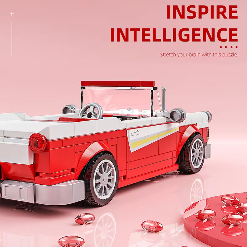 311PCS Red Sports Car Building Blocks, Retro Convertible Model