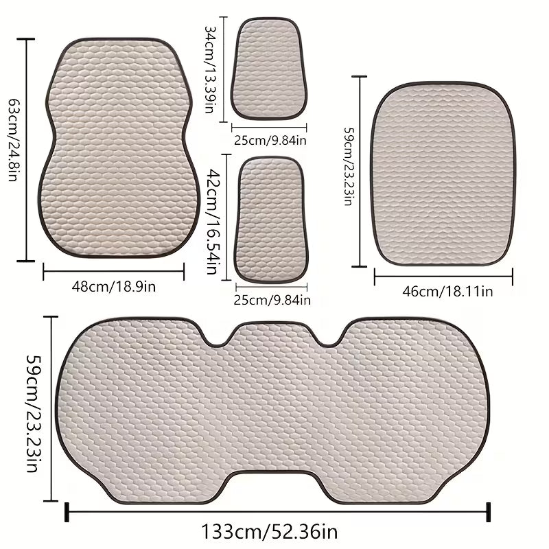 11pcs Car Seat Cushion Set, New Ice Bean Design, Small Hexagon Pattern, Summer Comfort, Exquisite Design, Cool and Breathable for Summer, Anti-Slip