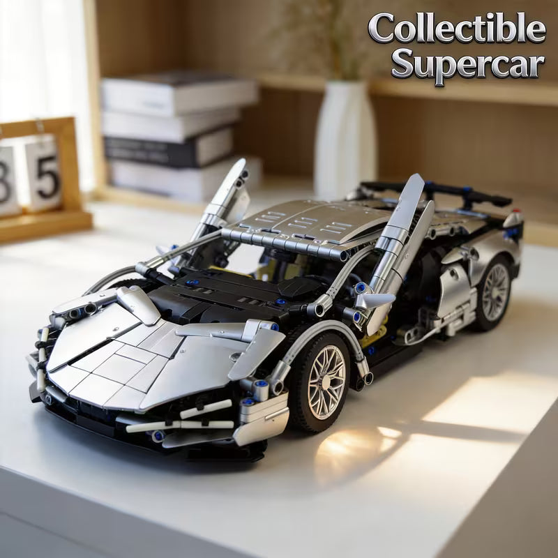 925PCS Classic Retro Silver Sports Car Building Blocks