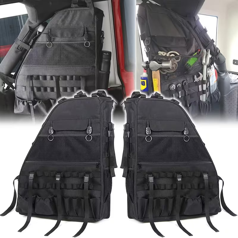 Roll Bar Storage Bag Cargo Cage for 97-23 for JEEP for Wrangler JK TJ LJ & Unlimited JL 4-Door with Multi-Pockets & Organizers & Cargo Bag Saddlebag Tool Kit