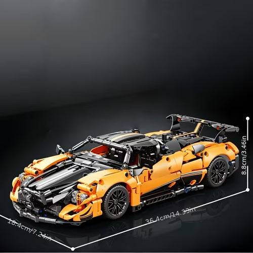 1 Model Building Compatible for STEM Toy - Orange & Black Convertible Supercar Set with Layered Detachable Body, Mechanical Building System Suitable for,, Collectors, Gifts