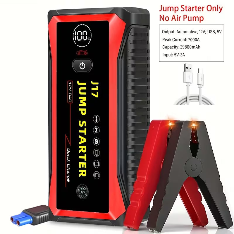 7000A Car Jump Starter Only Optional 7000A Jump Starter With Air Compressor, Jump Starter Para, Car Accessories Tools, LED Light,