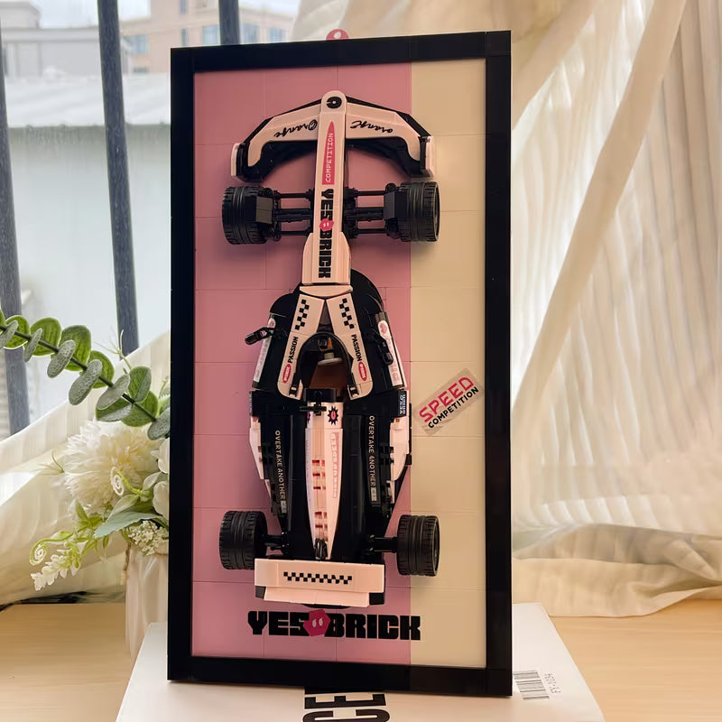 Small-particle Building Blocks, Pink Race Car Building Blocks, Dual-purpose for Display and Hanging, Highly Practical, Birthday and Christmas Gift