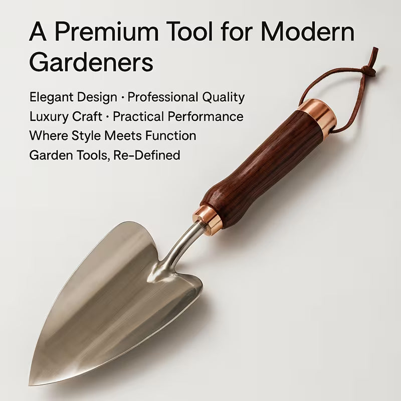 1pc Heavy-Duty Stainless Steel Garden Spade, Heart-Shaped Blade, White Ash Wooden Handle, Corrosion-Resistant