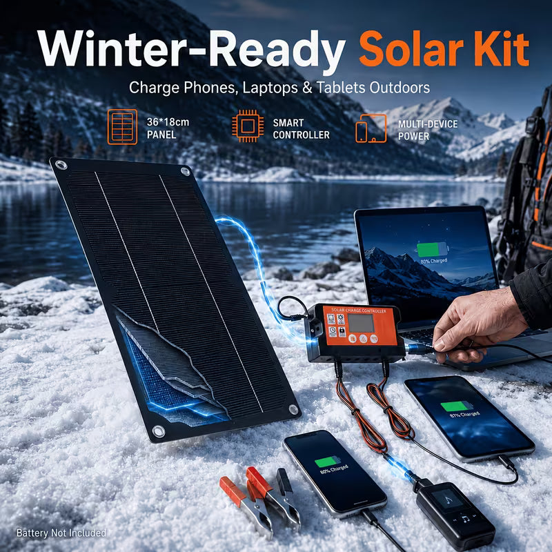 RV Solar Panel Kit with 100A Controller & Cables/Battery Clips, 18V/36V Off-Grid Power System