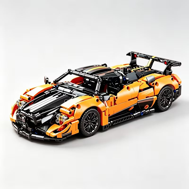 1 Model Building Compatible for STEM Toy - Orange & Black Convertible Supercar Set with Layered Detachable Body, Mechanical Building System Suitable for,, Collectors, Gifts