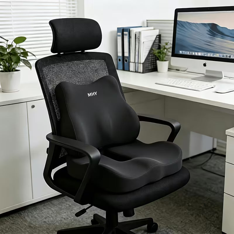 2pcs Lumbar Support Pillow Car Seat Cushion Backrest Set