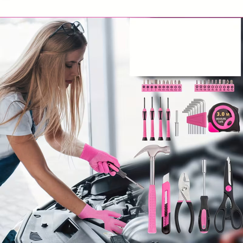 Pink Car Roadside Emergency Kit Assistance Emergency Kit with Jumper Cables Auto Tool Set Deer Whistles Winter Car Safety Roadside Assist Kit,