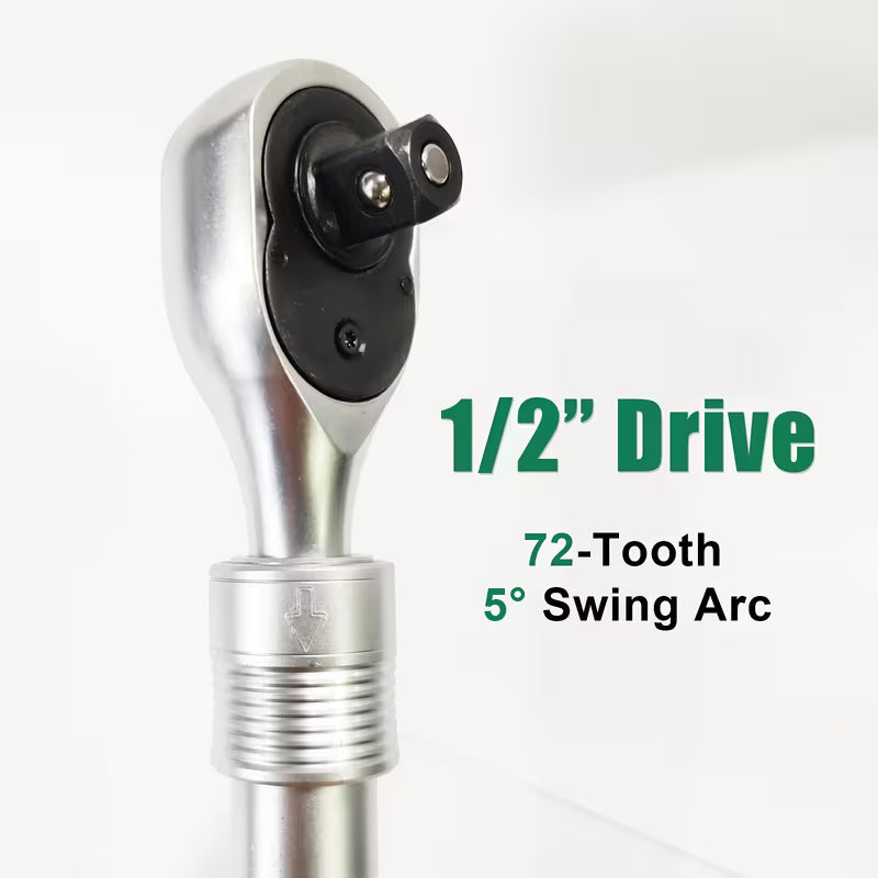 Extra Long 1/2-Inch Drive Extendable Ratchet Wrench, Socket Wrench, Quick Release 72-Tooth Reversible for Auto Car Motorcycle Repair Tools Mechanical Tool Maximum 600Mm