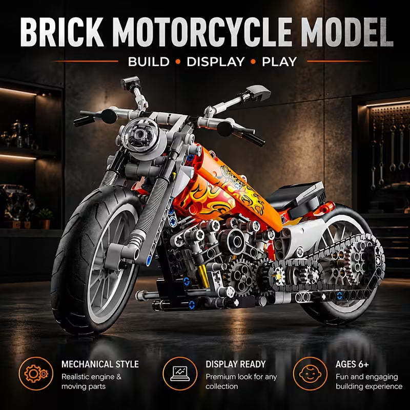 523pcs Motorcycle Model Building Blocks New Year Christmas Holiday Birthday Gift, Suitable for Ages 6 And Up